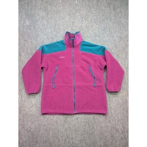 Vintage Columbia Fleece Jacket Womens XL Full Zip 90s Retro Coat USA Bright